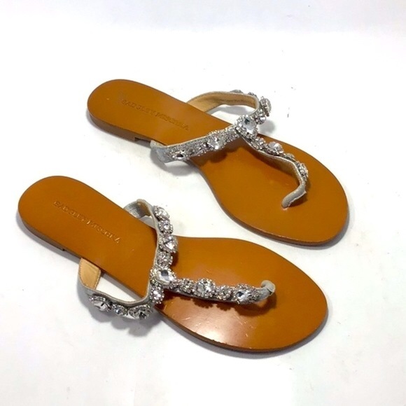 Badgley Mischka Cliché Rhinestone Flat Sandal 8.5 - Picture 1 of 13
